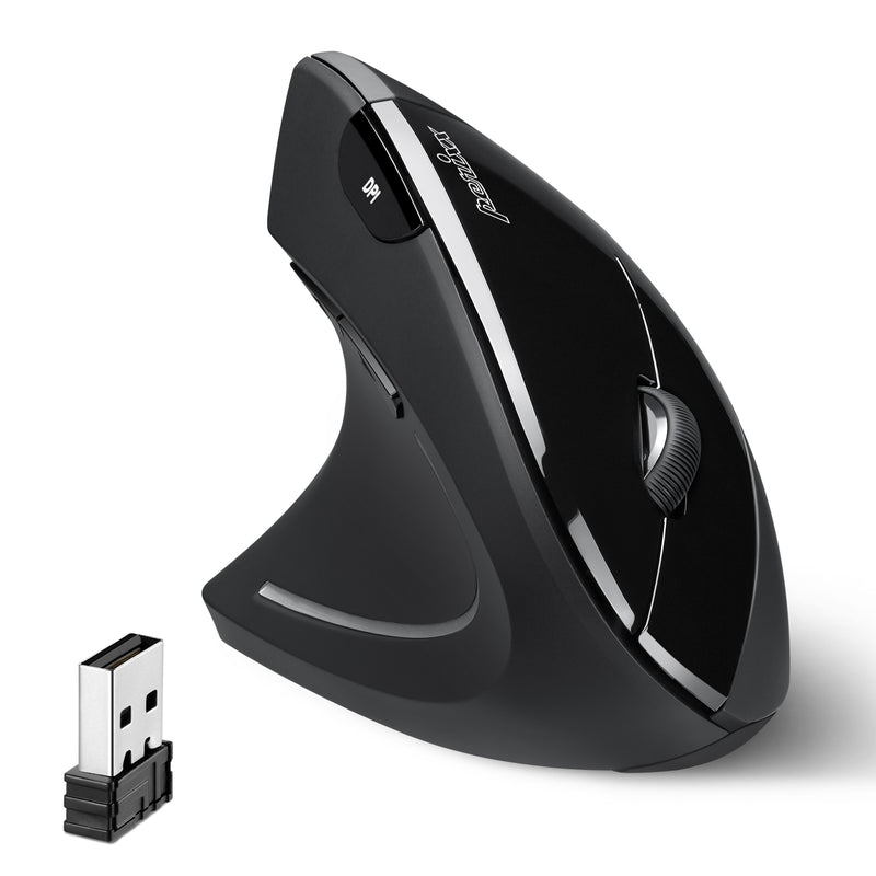 PERIMICE-713 L - Left-handed Wireless Ergonomic Vertical Mouse and receiver