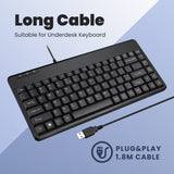 PERIBOARD-409 U - Wired Mini Keyboard 75% with 1.8m cable. Suitable for underdesk keyboard. Easy Plug and play.