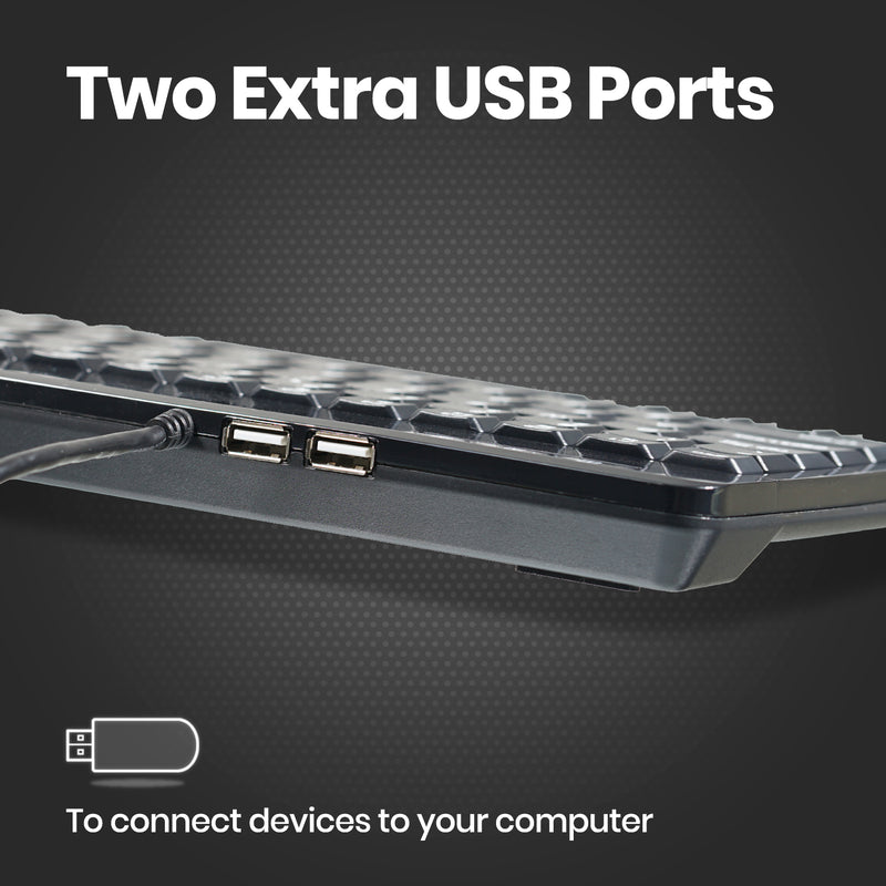 PERIBOARD-505H- Wired Mini TKL Trackball 75% Keyboard 2 Extra USB Ports 1000 DPI Optical Trackball