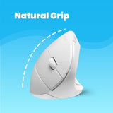 PERIMICE-713 W - Wireless White Ergonomic Mouse promotes a natural grip