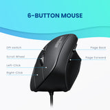 PERIMICE-515 II - Wired Ergonomic Vertical Mouse 6 Buttons Design 1000/1600 DPI