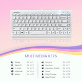 PERIBOARD-407 W - Wired White 75% Keyboard Scissor Keys with multimedia keys