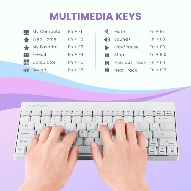 PERIDUO-712 W - Wireless White Mini Keyboard and Mouse Combo (75% Keyboard)