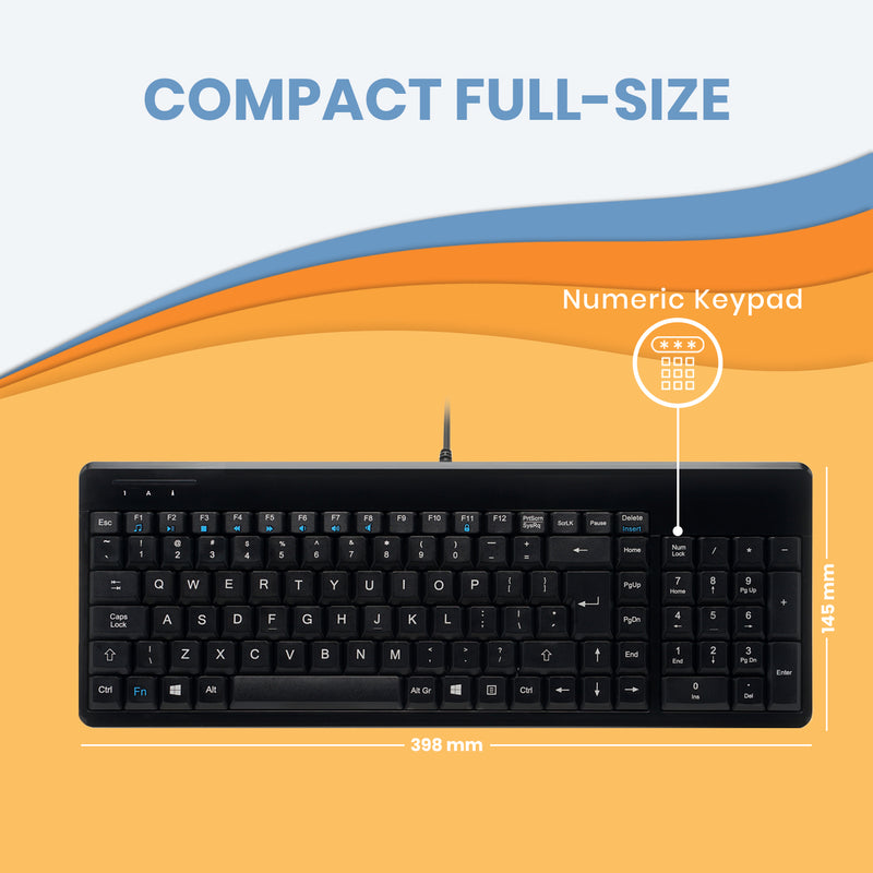 PERIBOARD-220 U - Wired Piano Black Compact 75% Keyboard plus numpad