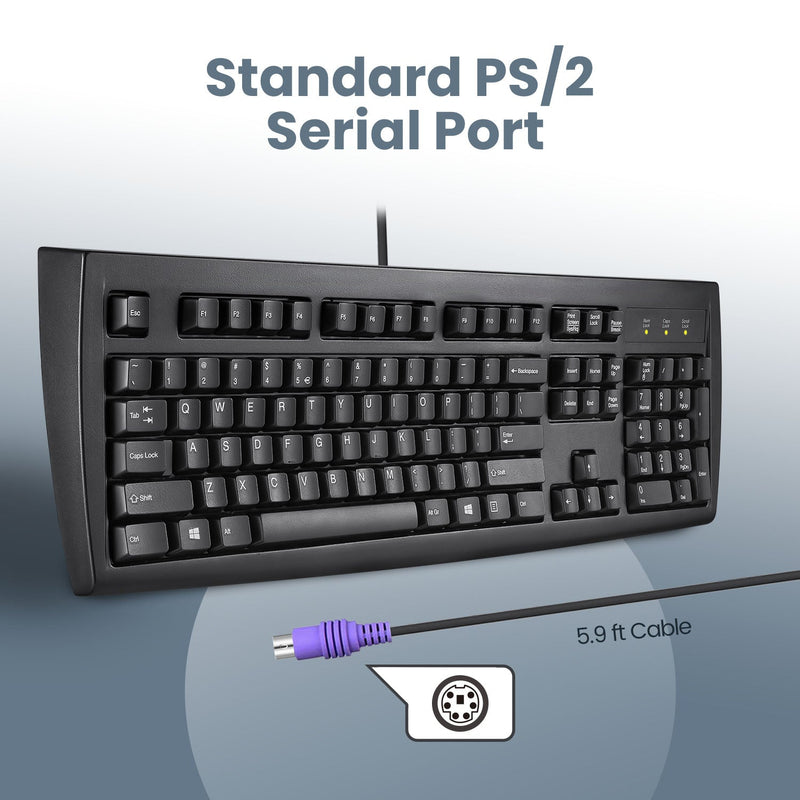 PERIBOARD-107 - PS/2 Black Standard Keyboard with 1.8m (5.9ft) cable.