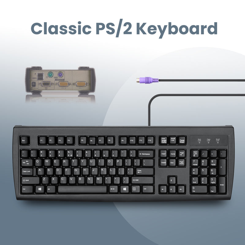 PERIBOARD-107 - PS/2 Black Standard Keyboard ONLY for classic PS/2 keyboard
