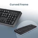 PERIBOARD-107 - PS/2 Black Standard Keyboard in curved frame. 48 x 16.7 cm.