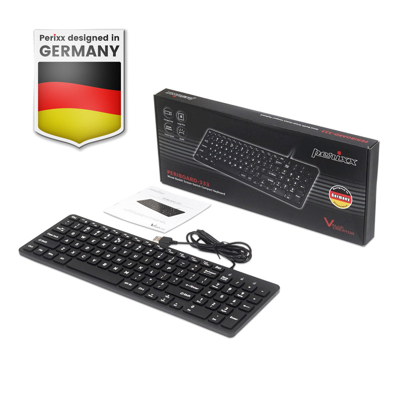 PERIBOARD-333 B Wired USB Backlit Compact Keyboard with Scissor Keys and Large Letters