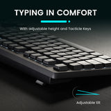 PERIBOARD-329 - Wired Backlit Keyboard Quiet keys with Large Print Letters. Typing in comfort with adjustable height and tactile keys.