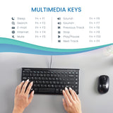 PERIBOARD-407 B - Wired 75% Keyboard with multimedia keys.
