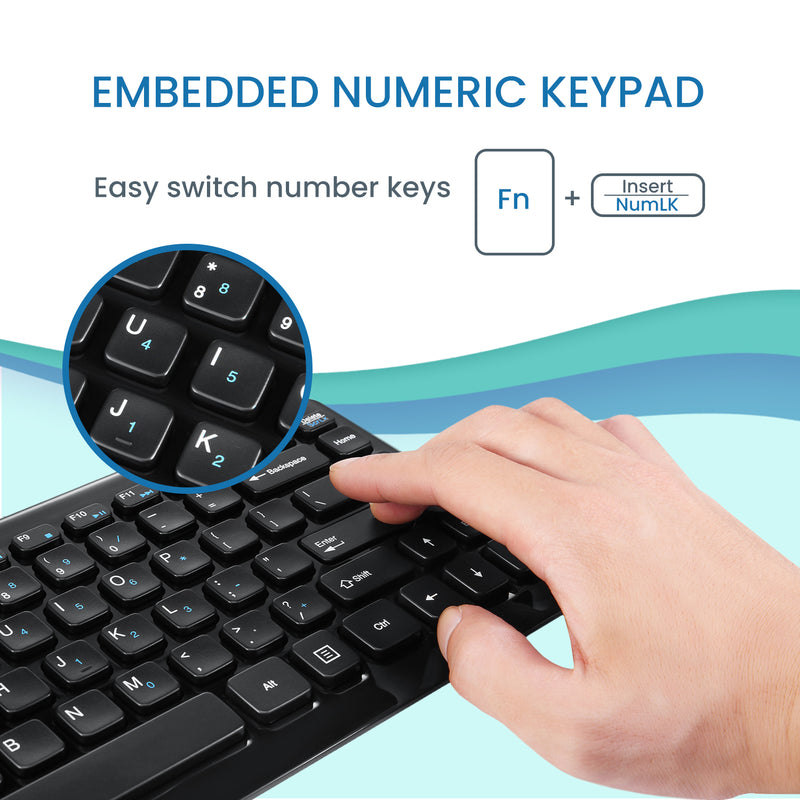 PERIBOARD-407 B - Wired 75% Keyboard. Easy switch to number keys.