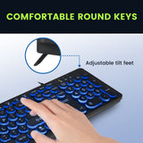 PERIBOARD-317 R - Wired Backlit Round Keys Keyboard with Large Print Letters. Comfortable round keys and adjustable tilt feet.