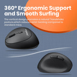 PERIMICE-719L - Left-handed Wireless 2.4GHz Ergonomic Mouse for Smaller Hand Sizes Quiet Buttons 3 DPI 800/1200/1600
