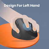 PERIMICE-719L - Left-handed Wireless 2.4GHz Ergonomic Mouse for Smaller Hand Sizes Quiet Buttons 3 DPI 800/1200/1600