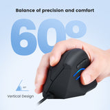 PERIMICE-508 - Wired Ergonomic Vertical Mouse with Programmable Buttons