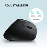 PERIMICE-804 - Bluetooth Ergonomic Vertical Optical Mouse 800/1200/1600 DPI 6 Buttons Design