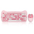 Perixx PERIDUO-715 Wireless Mini Keyboard and Mouse Set - Cute Cat-like Design - Pink Candy Colors - Portable Travel Bag - Type-C Adapter - US English