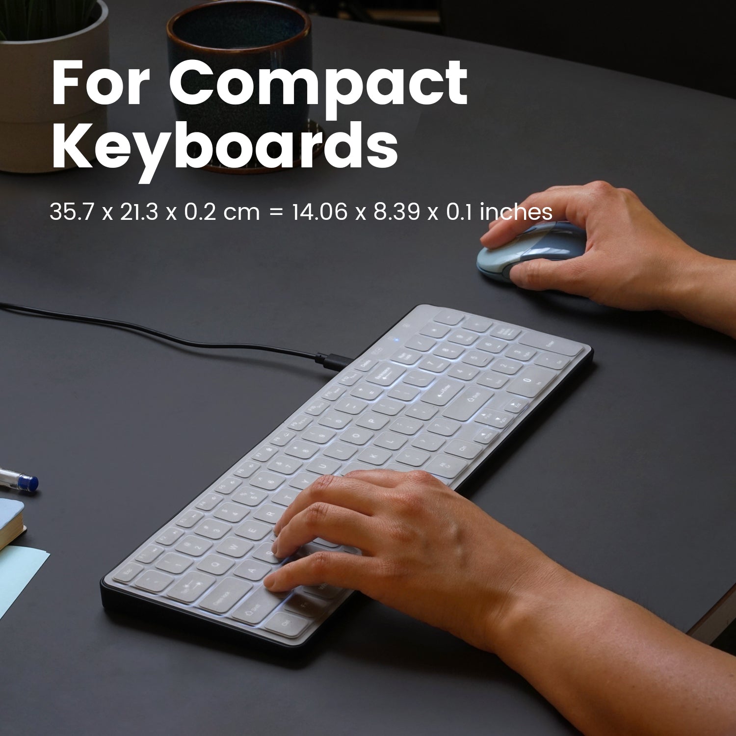 Perixx PERIPRO-202US Keyboard Skin Cover for PERIBOARD-215 333 615 733 -  Compact 14.06x8.39x0.1 Inches Dimension - US Keys