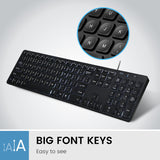 Perixx PERIBOARD-816 Wired & Wireless Multi-Device Backlit Mini Keyboard with 4 Hubs - X Type Scissor Keys - Big Print Keys - US English