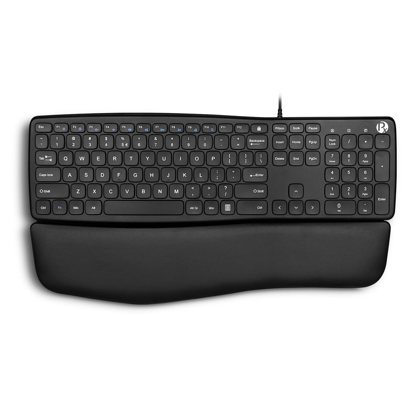 Perixx PERIBOARD-527 Wired Comfort USB Keyboard - Laptop Scissor Keys - Curved Ergo-Lite Design - Detachable Soft Wrist Rest - Black - US English