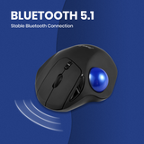 PERIPRO-801 - Bluetooth Ergonomic Vertical Trackball Mouse. Stable bluetooth 5.1 connection.