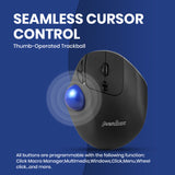 PERIPRO-801 - Bluetooth Ergonomic Vertical Trackball Mouse with programmable buttons.