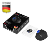 PERIPRO-801 - Bluetooth Ergonomic Vertical Trackball Mouse with package and user manual