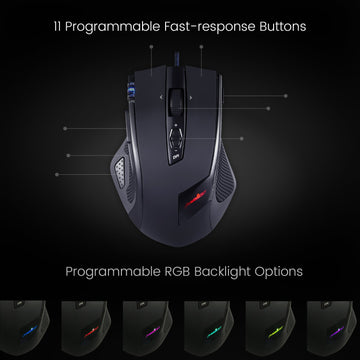MX-2500B Wired Programmable Gaming Mouse up to 10.800 DPI 30G Tracking  Speed and 150ips