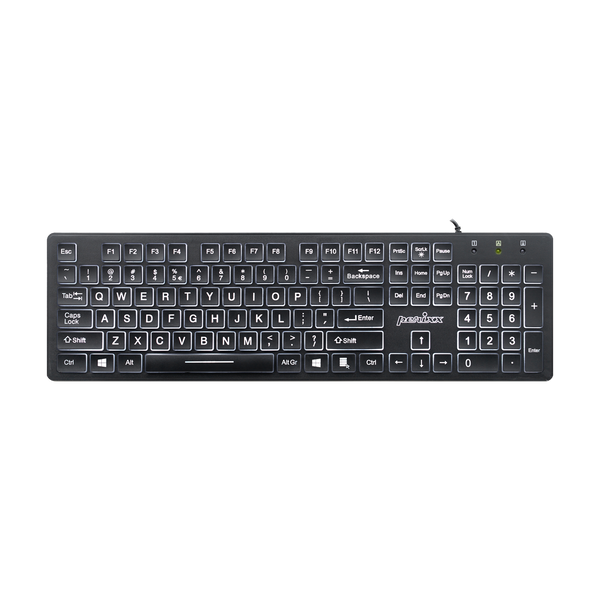 PERIBOARD-317 - Wired Backlit standard Keyboard with Big Print Key in white light