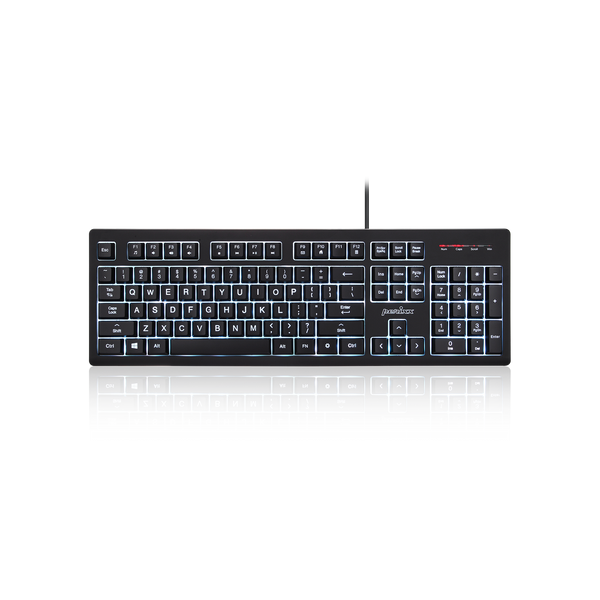 PERIBOARD-329 - Wired Backlit Keyboard with Large Print Letters and Quiet Keys