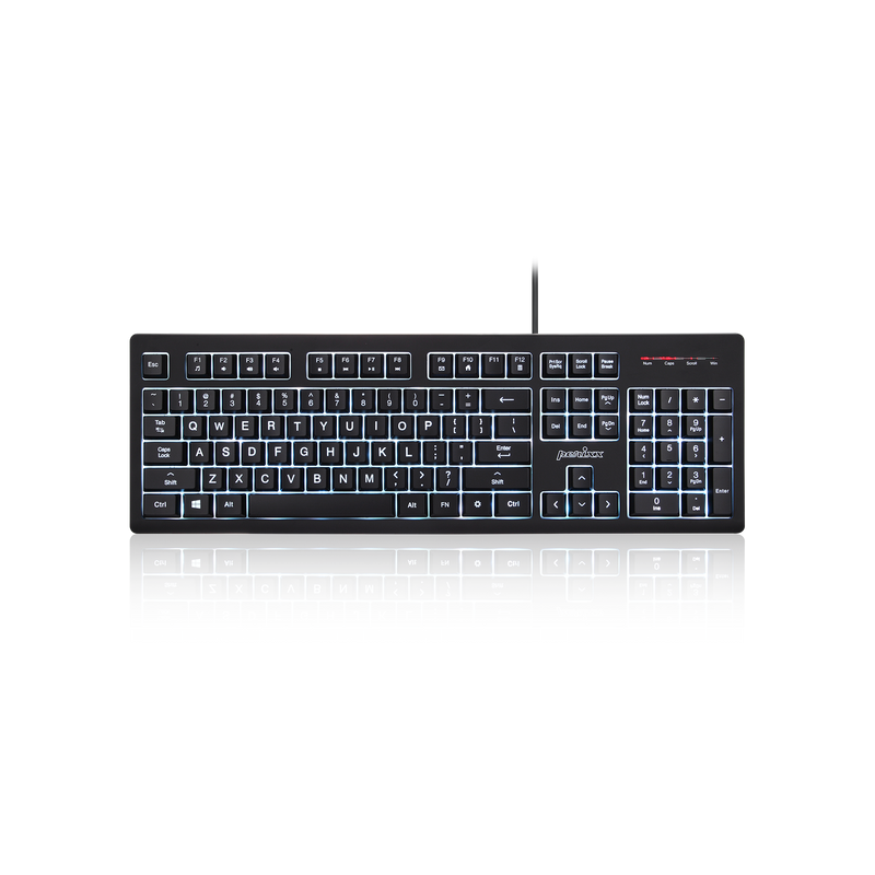 PERIBOARD-329 - Wired Backlit Keyboard with Large Print Letters and Quiet Keys