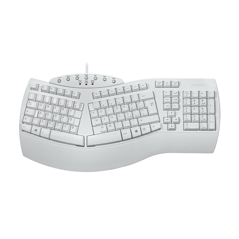 PERIBOARD-512 W - Wired White Ergonomic Keyboard 100% in italian layout