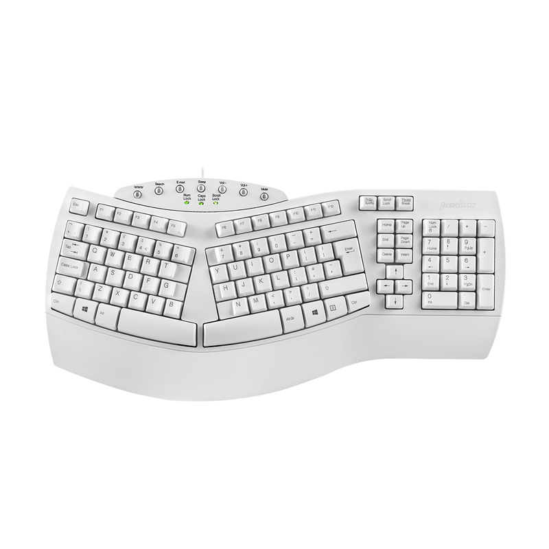PERIBOARD-512 W - Wired White Ergonomic Keyboard 100% in UK layout