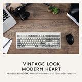 PERIBOARD-106 M - Wired Retro Vintage Grey/White Standard Keyboard. Vintage outlook and modern inside.
