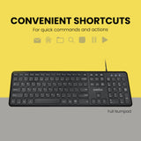 PERIBOARD-210 - Wired Standard Keyboard Scissor Keys with convenient shortcuts and full numpad