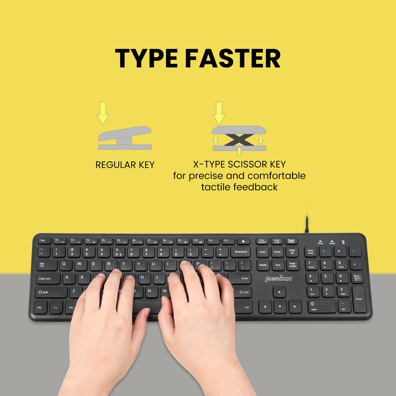 PERIBOARD-210 - Wired Standard Keyboard with X-type scissor key