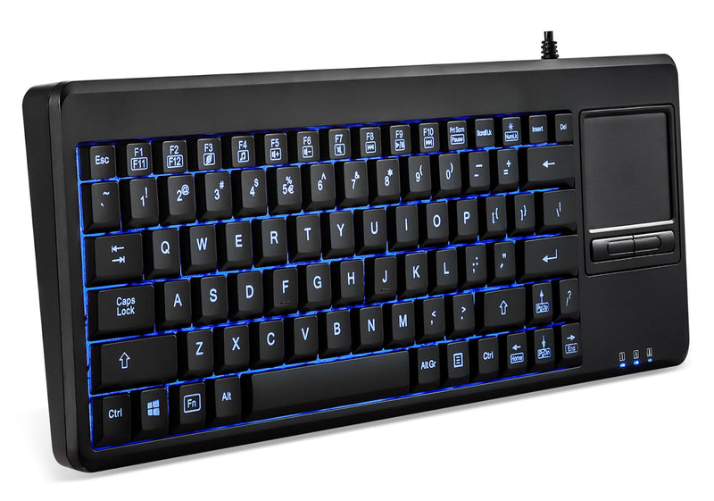 PERIBOARD-315 - Wired Backlit Touchpad Compact Keyboard 75% Extra USB Ports with light on.