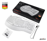 PERIBOARD-512 W - White Wired Ergonomic Keyboard : package and user manual.