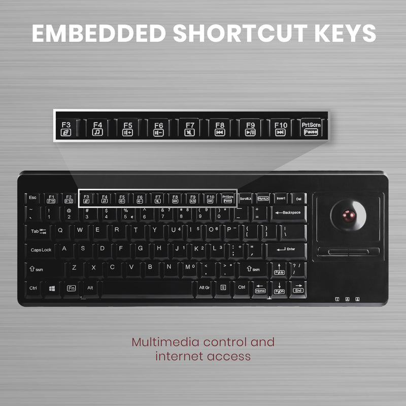 PERIBOARD-514 H PLUS - Wired Mini Trackball Keyboard 75% extra USB ports with embedded shortcut keys for multimedia control and internet access