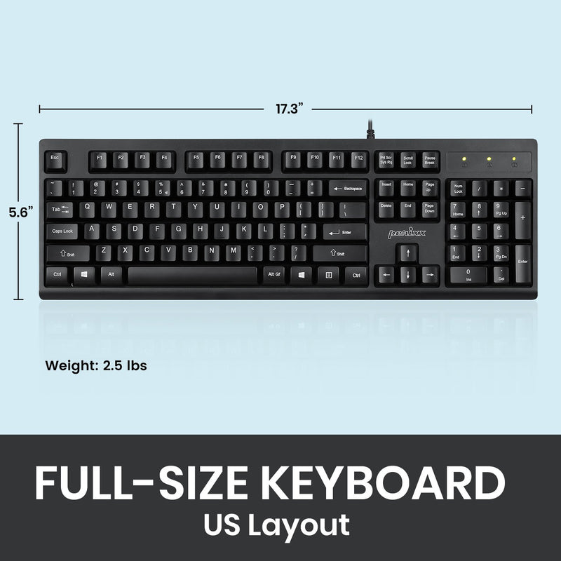PERIBOARD-523 – Wired Waterproof and Dustproof Keyboard with TÜV certification in US layout. Weight: 2.5 lbs.