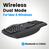 PERIBOARD-612 B - Wireless Ergonomic Keyboard 75% plus Bluetooth Connection. Dual mode of USB Wireless and Bluetooth for both Mac and Windows.