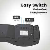 PERIBOARD-612 B - Wireless Ergonomic Keyboard 75% plus Bluetooth Connection. Easy Switch between mode for windows and Mac.