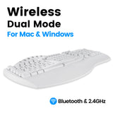 PERIBOARD-612 W - Wireless White Ergonomic Keyboard plus Bluetooth Connection. Dual mode for Mac and Windows.