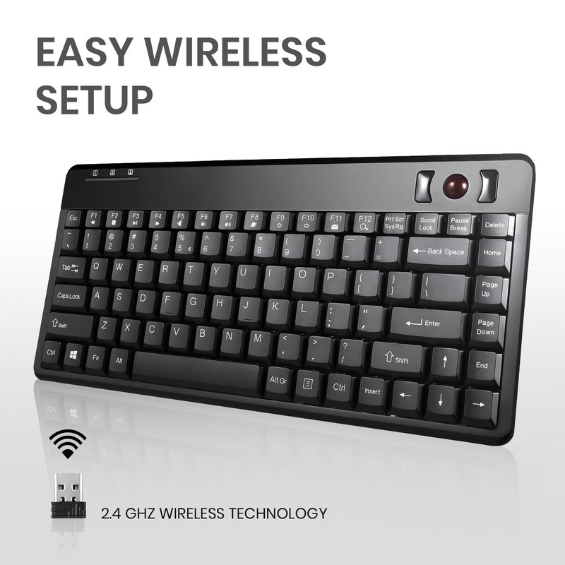 PERIBOARD-706 PLUS - Wireless Trackball Keyboard 75% wtih 2.4 Ghz easy wireless setup