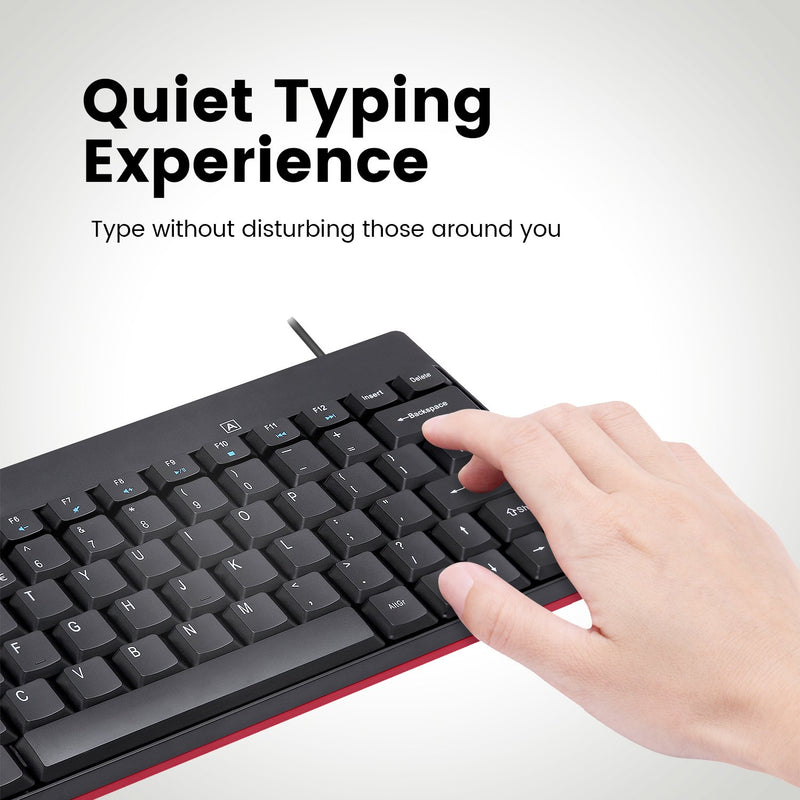 PERIDUO-212 B - Wired Mini Combo (75% keyboard Quiet Keys). Type without disturbing those around you.