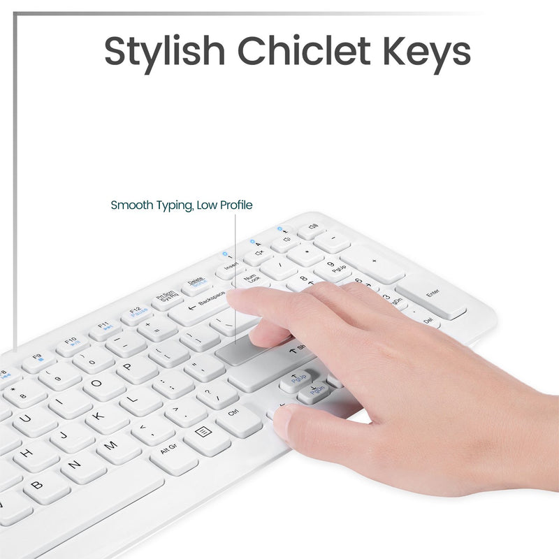 PERIDUO-303 W - Wired White Compact Combo (75% + numpad keyboard) with stylish chiclet keys