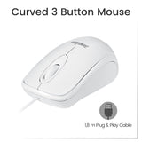 PERIDUO-303 W - Wired White Compact Combo (75% + numpad keyboard) contains a curved 3 button mouse with 1.8m cable. Easy plug and play.
