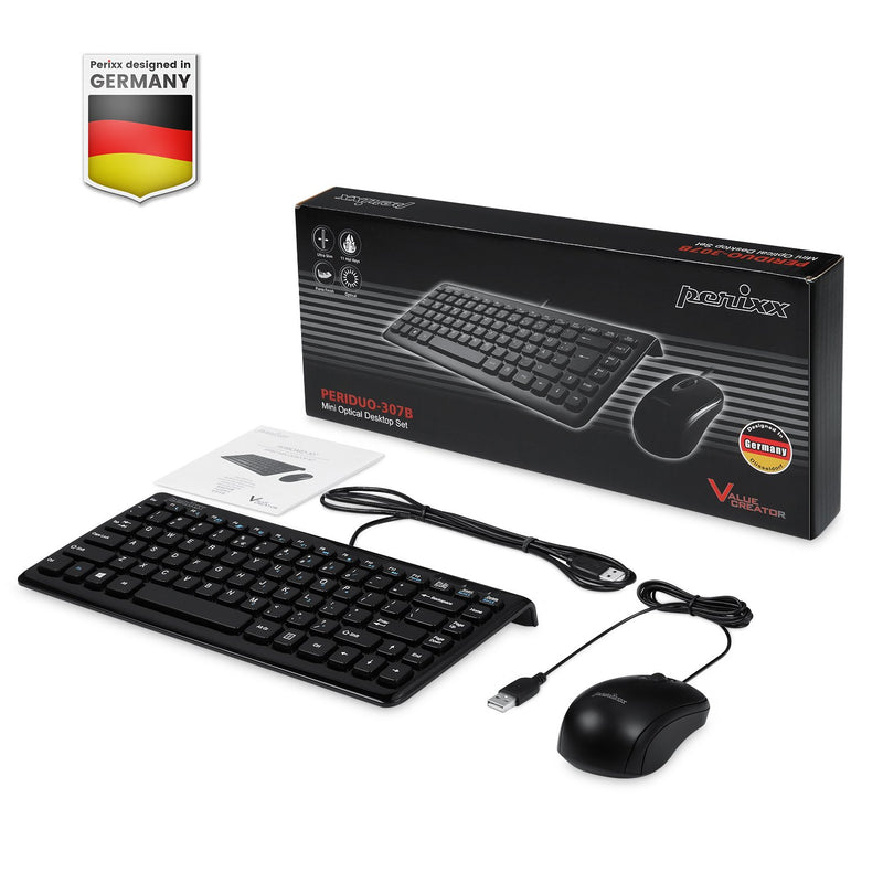 PERIDUO-307 B - Wired Mini Combo (75% keyboard) with package and user manual.