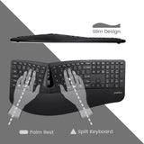 PERIDUO-605 - Wireless Ergonomic Combo : vertical mouse and split design keyboard with adjustable palm wrist rest. Slim design.