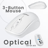 PERIDUO-707 W PLUS - Wireless White Mini Combo (75% keyboard) contains 3-button optical mouse.